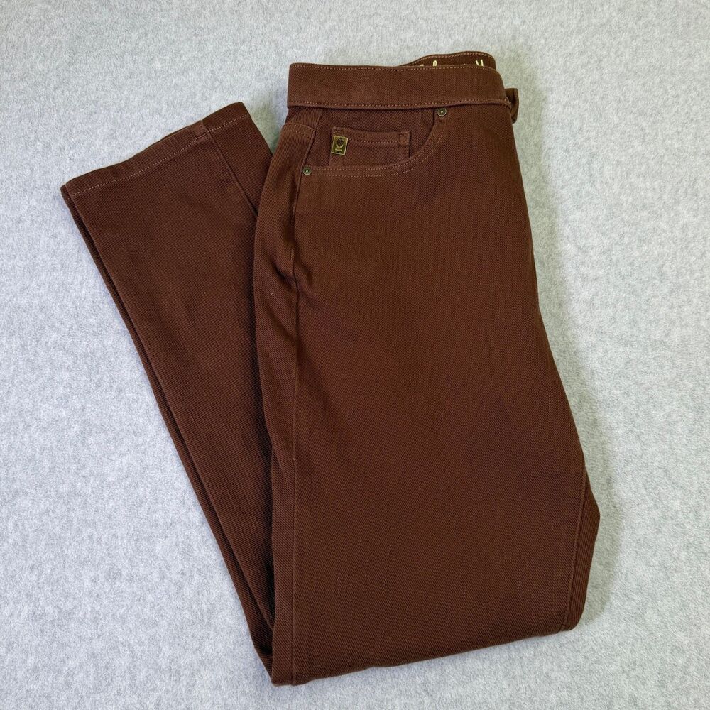 Kim Gravel Belle Jeans Womens Brown Stretch Denim Mid Rise Straight Leg